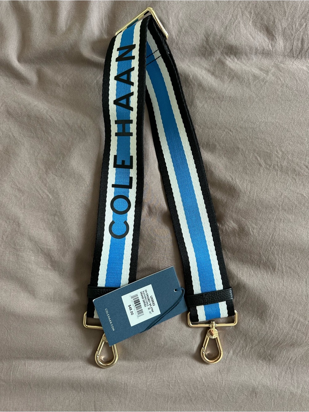 Cole Haan Black, Blue & White Striped Detachable Bag Strap
